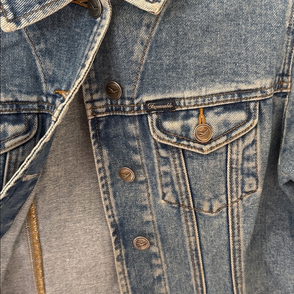 Vintage Faconnable Medium 100% Cotton Fitted Denim Jacket Light Waist Flare - Picture 5 of 9